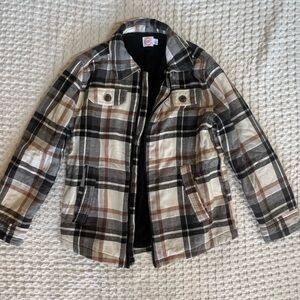 Wonder Nation Plaid Boy Jean Jacket in Black, White & Brown